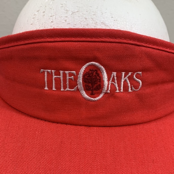 Vintage The Oaks Visor Unisex OSFA Red White Wide Brim Strapback Duckster USA - Picture 3 of 13